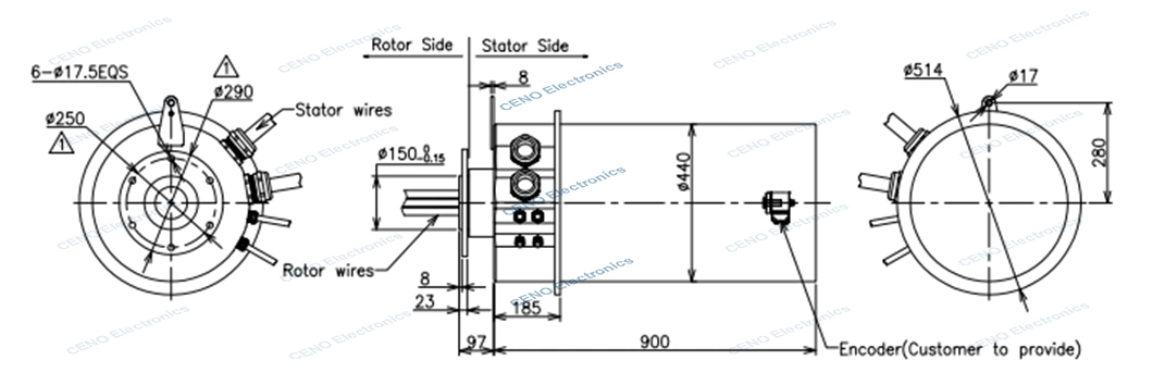 Large Size carbon brush Slip Ring With Ethernet signal