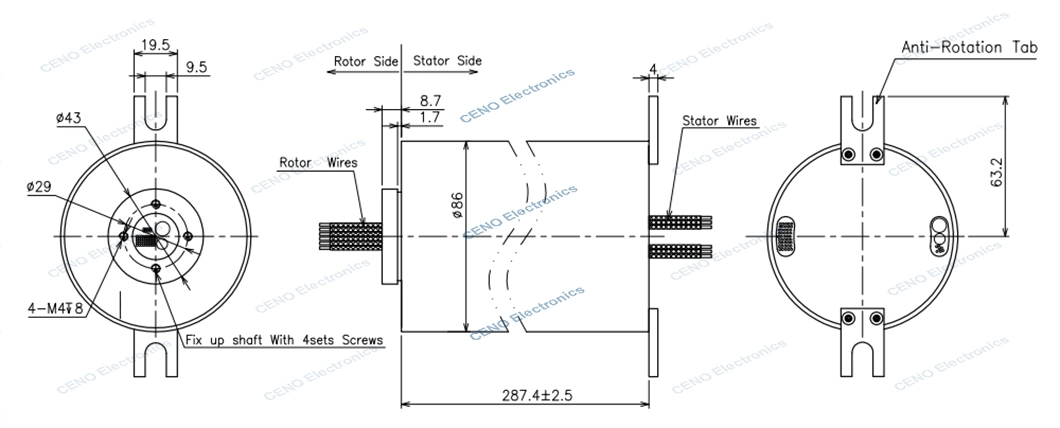 Ethernet Slip Ring With 1000M Gigabit and RS485 Signal