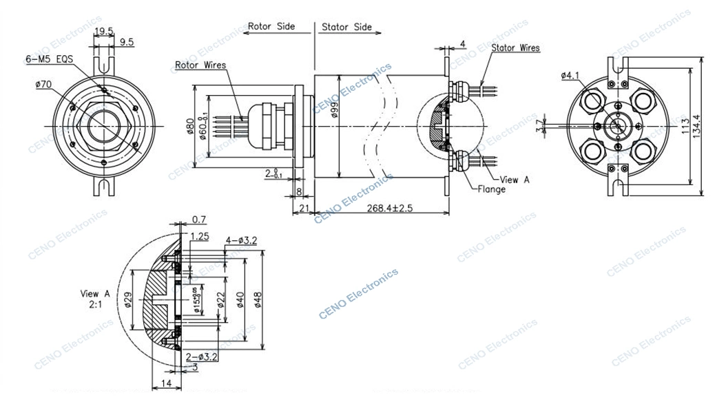 IP65 Solid Electrical Power Slip Ring with Rotary electrical Collector